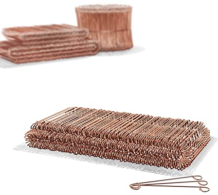 Heimfleiss® Liens à boucle 1,0 x 100-160 mm (250 pcs.) - Fil d'attache cuivré - Fil à œillet pour tordeuse & pince à tordeuse - Fermeture de sac en fil métallique