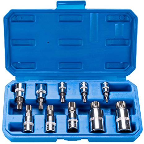 Qnkaa Spline Socket Bit Set 10pcs Square Triple Silver M4 - M18