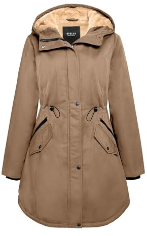 Orolay Women's Thicken Fleece Lined Parka Winter Coat Hooded Jacket with Pockets Kangaroo M