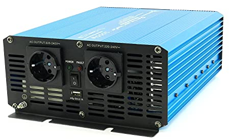 solartronics Spannungswandler TS2000 12V auf 230V 2000 Watt 4000 Watt Reiner Sinus blau Solar Inverter Wechselrichter USB AC Steckdosen