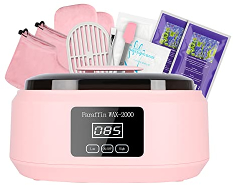 Forever Speed Set bagno di paraffina per mani e piedi, 3400 ml, per bagno di paraffina secca, con 900 g, con indicatore di temperatura 200 W, ideale come regalo per la spa, colore: rosa