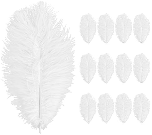 Anseom 12 stycken strutsfjädrar, 20–25 cm (8–10 tum), naturliga strutsfjädrar, bukettfjäder, för pyssel, för gör-det-själv, drömfångare, tillbehör, heminredning, kostym, bordsdekoration, bröllop,