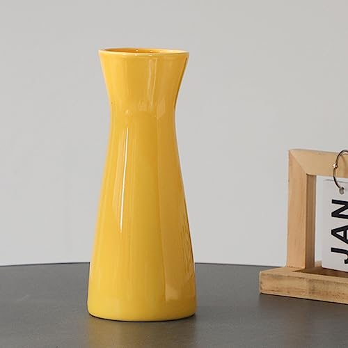 Jarrón de Cerámica Amarillo para Flores, Moderno Estilo Bohemio para Decoración del Hogar, Apto para Decoración de Estantes, Decoración de Chimeneas, Estantería, Decoración de Mesa de(amarillo)