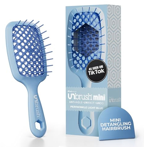 FHI Heat Mini Spazzola Capelli UNbrush, Adatta a Tutti i Tipi di Capelli, Bagnati o Asciutti - Mini Spazzola Districante per Capelli Ventilata con Setole Antistatiche DuoFlex - Blu Pervinca