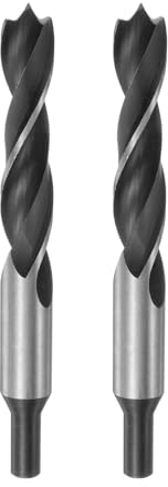 HARFINGTON 2 x Spiralbohrer mit 22 mm Durchmesser, gerader Rundschaftbohrer, metrische Zopfspitze, 12,4 cm Bohrtiefe, Spiralbohrer für Tischler, Holzbearbeitung, Kunststoff, Gummi, Schwarz