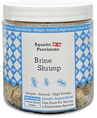 Freeze Dried Brine Shrimp Cubes 0.88 oz, Fish Food for Freshwater and Marine Aquarium Species