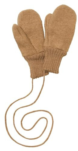 Disana WALK-HANDSCHUHE Baby & Kinder - 100% Bio-Merino, Wollwalk – wetterfest & super warm - unisex in 3 Größen - nachhaltig & fair – mit Strickkordel verbunden - made in Germany | Karamell Gr. 2