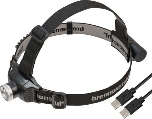 Brennenstuhl Akku LED Kopflampe LuxPremium KL 251 AF/Stirnlampe LED mit austauschbarem Akku und Rotlicht (250lm, IP44, CREE-LED, max. Leuchtdauer 40h, inkl. USB C Kabel) schwarz