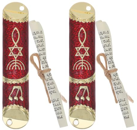 Amosfun Mezuzá Judía Metálica con Pergamino Kosher Incluido Símbolo Judío De Puerta Decoración Hogar Bendición para Inauguración Regalo Significativo