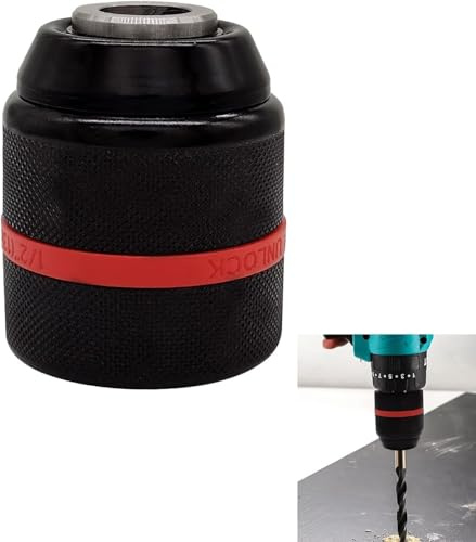 Flylin Keyless Hand Drill Chuck, Hex Shank Drill Chuck Adapter Small 2-13mm 1/2-20UNF Mount Heavy Duty Professional Converter Tool for Multiple Purposes