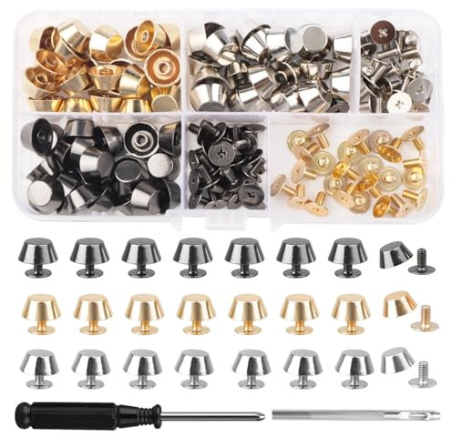 YPLonon Taschenfüße Bodennägel für Taschen 72 Stück Taschenfüße zum Schrauben Taschenboden Nieten Terrassenform Nieten mit Schraubendreher für DIY Gepäck Schuhe Gürtel - 3 Farben