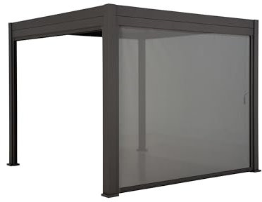 LECO-Lamellenpergola Deluxe – stilvolle Aluminium-Pergola 4 x 3 m mit Lamellen – anthrazit (Anthrazit, Rollo 4 m)