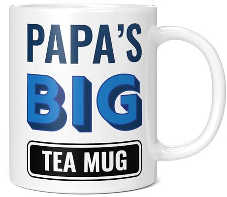 Mug Monster - Papa's Big Tea Mug, Father's Day Gift, Birthday Present for Papa, Giant Mugs for Men, Huge Cup Hot Drinks, Oversized Tea Cup, Extra Large Ceramic Gift