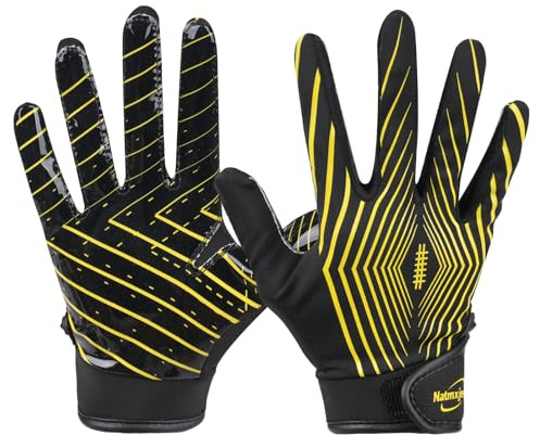 Natmxjen Youth Football Gloves Sticky Boys Girls Black XS/S
