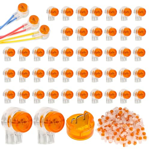 200 Piezas Conectores De Cable Telefónico, Conector Rapido K1 K2, Conectores Electricos con Bloques De Terminales De Doble Hoja y Relleno De Gel para Conexiones De Datos Por Cable