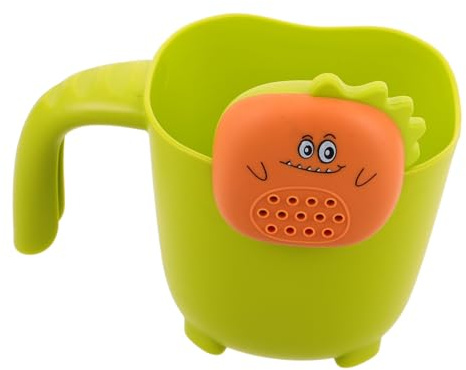 Milisten Gobelet de Rinçage pour Garçon Fille Vert avec Poignée Ergonomique Cuillère de Bain Multifonction pour Lavage des Cheveux et Bain Pratique pour Garçon Fille