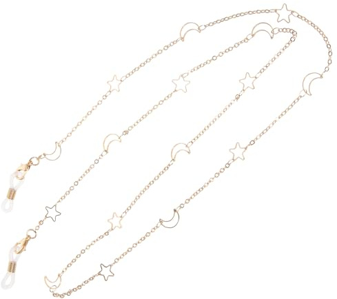 ifundom Chaîne Lunettes Femme Cuivre Doré Étoile Lune Lanière Antiperte pour et Soleil Cordon Mode Ajustable pour Sport et Quotidien
