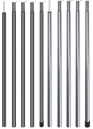 2 Set Universal Telescopic Aluminium Tent Tarp Poles - Adjustable Camping Awning Poles for Headroom Canopy Tent Accessories(Set of 5 Black)