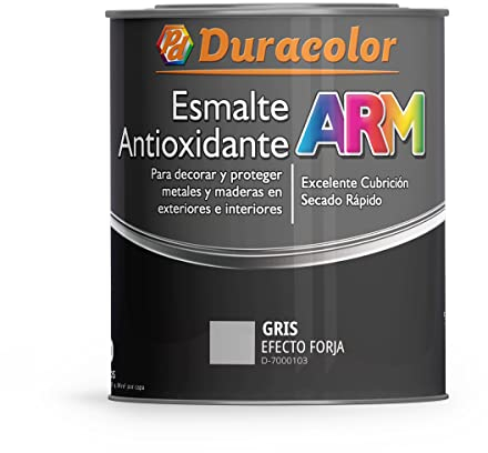 Esmalte Antioxidante ARM - Color Metal Efecto Forja Gris - 750 ml - Superficie Exterior e Interior - Acabado Brillante y de Rápido Secado - Excelente Dureza y Resistencia - Duracolor