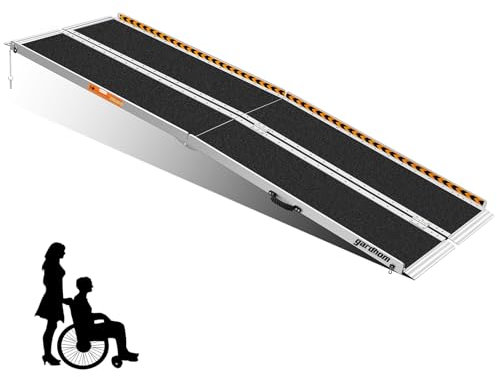 Wheelchair Ramps 244cm, gardhom Extra Wide 79cm Folding Portable Antiskid Aluminum Ramp for Door Threshold Steps Stairs, 272kg Loading Capacity Foldable Handicapped Walkers Elder, Silver