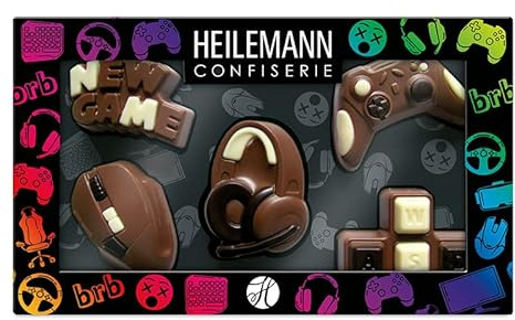 Heilemann Schokoladen-Figuren Themenpackung, Geschenkpackung Edelvollmilch, 100 g (Gaming)