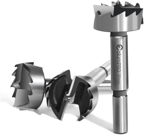 ColumPRO 35mm Forstner Drill Bit Set, 3PCS 35mm Forstner Bits with Round Shank for Wood, Door Hinge