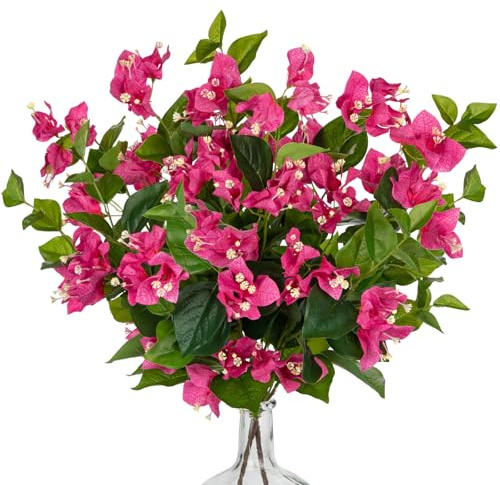 Arborus 2 st konstgjorda växtblommor buketter 50 cm konstgjord ros röd bougainvillea blommor falska vårblommor inomhus falska silkesblommor för blomsterarrangemang bröllop bordsuppsatser kontor