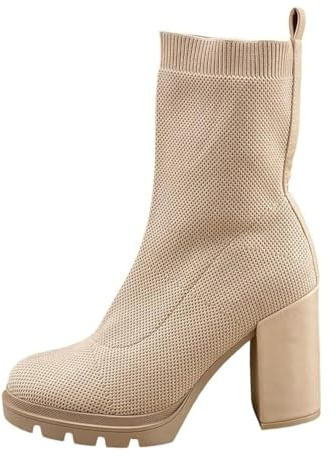 Pogolino Botines elegantes con tacón para mujer, con hebilla de brillo, para otoño e invierno con tacón alto, 36 EU