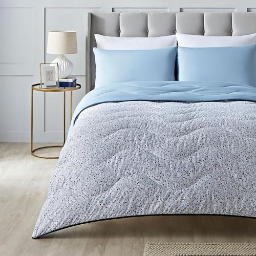 Night Lark Coverless Duvet and Pillowcase Set, Spring Summer Collection – 6 Tog Super King Coverless Duvet with Advanced Smartfil® Fibre, Machine Washable – Blue Garden, Super King Bed Size