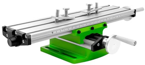 Multifunction Worktable,31x9cm Milling Working Table, Milling Machine Compound Drilling Slide Table for Bench Drill Adjustment X-Y for Mini Table Drills, Eelectric Drill Holders, White+Green