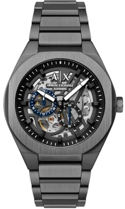 Armani Exchange Montre Homme, Mouvement Automatique et Boîtier 44mm Avec Bracelet Acier Inoxydable