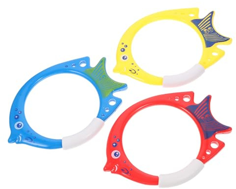 OFFIGAM Anneaux de Plongée en Plastique pour Garçon et Filles, Taille Petite, Lot de 3 Anneaux de Poisson, Jouet de Piscine Ludique pour Apprentissage Nage et Jeux sous-Marins