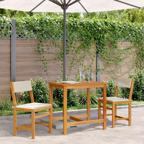 Runheo 3-TLG. Balkongmöbelset akaciaträ massivt, med kudde, utomhus uteplatsmöbler set, robust, hållbart, för terrass trädgård, 80 x 55 x 75 cm bord