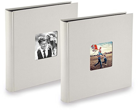 Fotoalbum Jumbo 2er-Set, Fotobücher mit schwarzen Seiten, Hochzeitsalbum zum Selbstgestalten im Format 30x30 cm, pro Album 400 Bilder Einkleben, Fotoalben mit Pergamin-Trennblättern, weiß