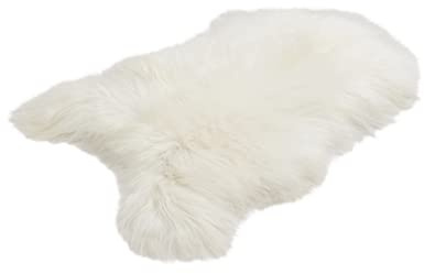 Cakla Lammfell Echt 100-110 cm - Schaffell Echt Groß - Fellteppich Weiss - Weich und Flauschig - Fell für Stühle - Lammfell Teppich - 100% Bio - Schafsfelle - Dekofell - Schafsfell Felle