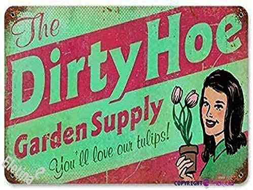 Eletina Retro Metal Sign/Dirty Hoe Garden Supply Vintage Metal Sign Sun Surf Sand CA Steel Not Sign Retro Look Home Club bar Wall Art Decoration Metal Tin Sign 12 X 8 inch