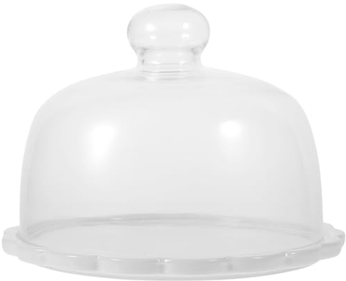 YARNOW Glasglocke Kuchenglocke Glas- Haube Käseglocke mit Keramik Teller Tortenplatte Haube Servierplatte mit Glashaube Porzellan Käseplatte Käse- Brett Kuchen Abdeckung Kuchenglocke