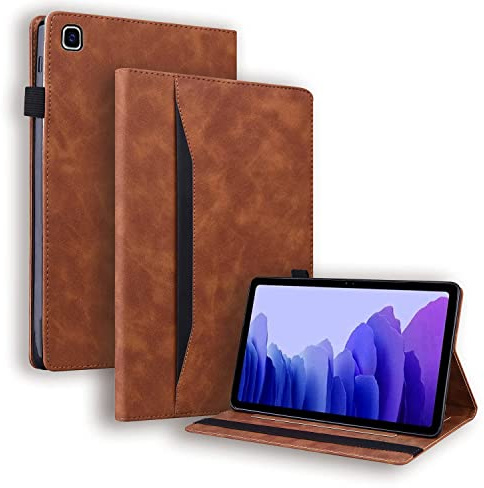 Auslbin Coque pour Samsung Galaxy Tab A7 10.4 Zoll 2020/2022 SM-T500/T503/T505/T507 PU Folio Housse de Protection avec Porte-Pencil avec Support Fonction Étui pour Galaxy Tab A7 Marron