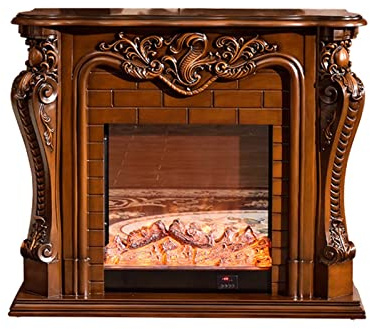 Electric Fireplace Electric Insert Firebox Living Room Decorating Warming Fireplace Wooden Mantel LED Optical Artificial Emulational Flame (Color : Brown Without Heater)