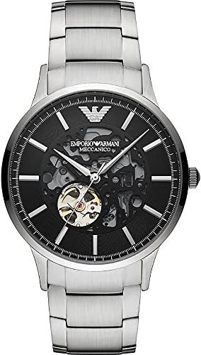 Emporio Armani Orologio Uomo, movimento automatico, cassa 43 mm in acciaio inossidabile con bracciale in acciaio inossidabile, AR60055