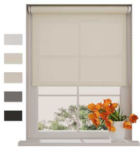 DTCH® Lichtdurchlässiges Rollo 90 x 190 cm Creme, Größen von 40 bis 240 Breite, ohne Bohren möglich, Rollo wandmontage, Rollo 90 cm breit, Fenster rollos für innen, rollos für Fenster