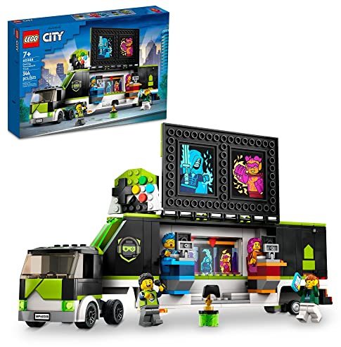 LEGO City Gaming Tournament Truck 60388, Gamer Gifts for Girls, Boys, and Kids, Esports Vehicle Toy Set for Video Game Fans, Featuring 3 Minifigures, Toy Computers and Stadium Screens, Ages 7+