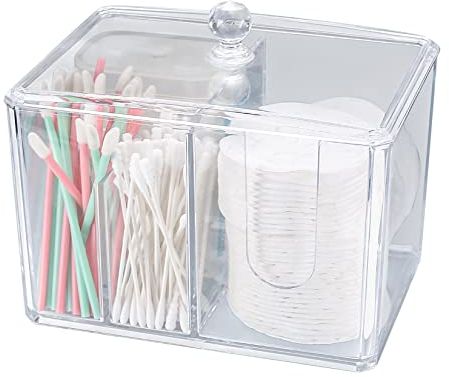 Wattestäbchen Aufbewahrung Behälter, Wattepads Halter mit Deckel, Acryl Wattepadspender Boxen, Badezimmer Wattestäbchen Organizer Spender Halter für Badzimmer, Qtips Aufbewahrung Behälter Transparent