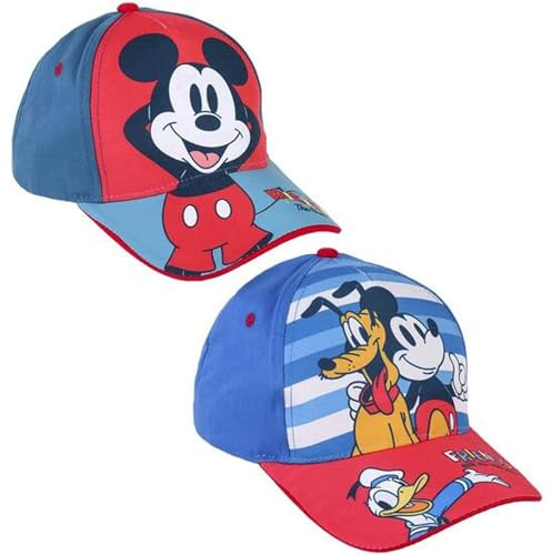 Gorra Infantil de Mickey Mouse - Color Azul - Apta de 2 a 8 Años - Combina Algodón y Poliéster - Gorra para Niños con Velcro Trasero Ajustable - Producto Original Diseñado en España