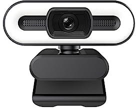 Cámaras Web Full HD 1080P 2K 4K Webcam Luz de Relleno de Enfoque automático Cámara Web con micrófono Transmisión en Vivo USB Computadora PC Web CAM Imágenes más Brillantes(4K AutoFocus)