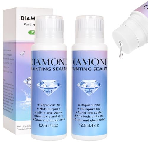 Marjoramy 2 Stück Diamond Art Painting Versiegelung,240ml Diamond Art Painting Kleber,Puzzle Kleber Transparent,Für Diamond Art Painting Zubehör,Glitzereffekt,Schutz Von Diamanten