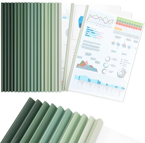 CC ODDHOME 20 Stück Klemmschienen A4, Rückenbreite 10 mm, Klemmmappe A4 90 Blatt Bindekapazität, Klemmhefter für Office Schule File Dokumente Organizer, Grün