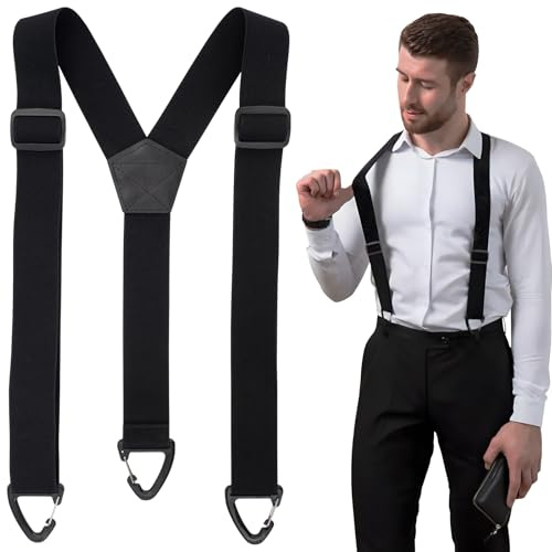 Zouwel Braces for Men Trousers, Y Shaped Adjustable Braces/Suspenders with 3 Plastic Mountaineering Buckles (A)