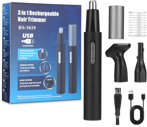 Nasenhaartrimmer Herren 3 in 1, Nasen und Ohrhaartrimmer Schmerzfreier Nasenhaarentferner Elektrisch Augenbrauenrasierer für Männer Nase, Ohren, Augenbrauen, Gesicht