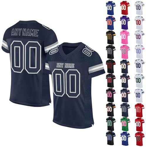 Personalised American Football Jersey Shirt for Children Adults Boys Girls Men Women, Custom Jersey with Name Nummer Logo (13)